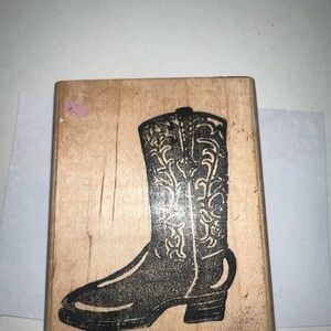 Wooden Rubber Stamp Cowboy Boot Scrapbook Craft Rodeo